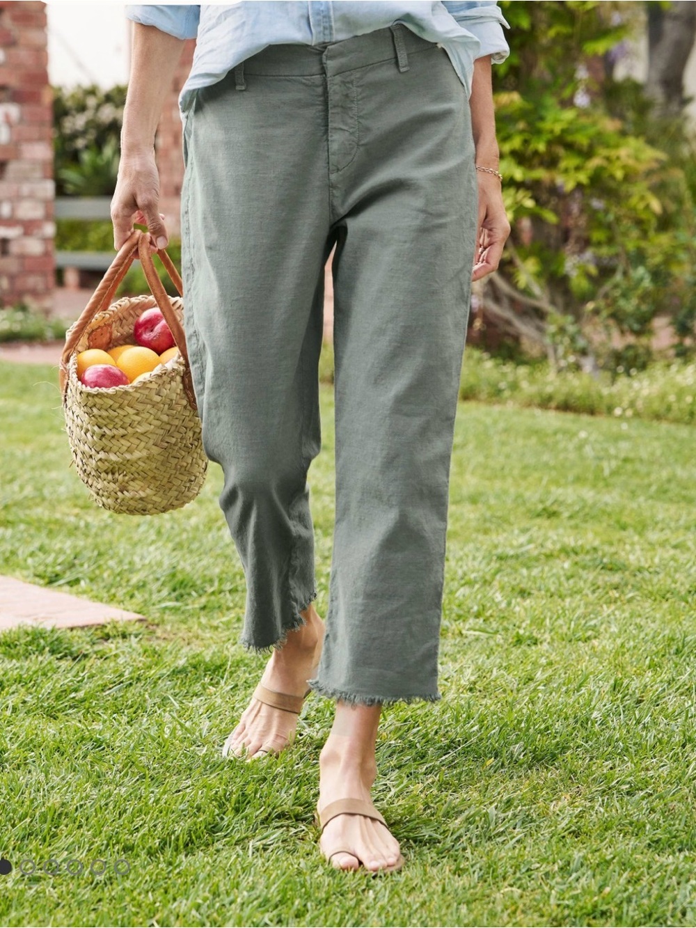 Frank & Eileen 6 Kinsale luxury Italian cotton flax rosemary cropped sailor pant